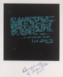 A Polaroid of a computer screen, with a fan letter praising Woz and Steve. A handwritten note dates it to 1976.